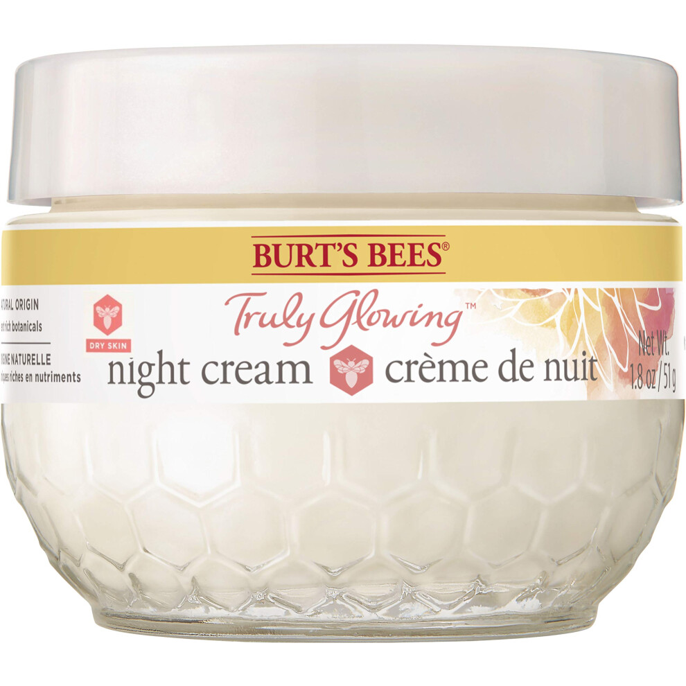 Burts Bees Truly Glowing Night Cream - Dry Skin Unisex 1.8 oz  White