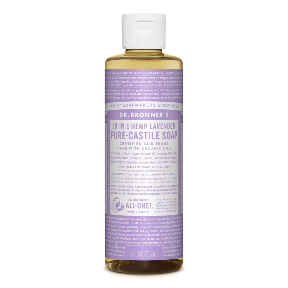 Dr. Bronner's - Pure-Castile Liquid Soap (Lavender  8 ounce) - Made wi