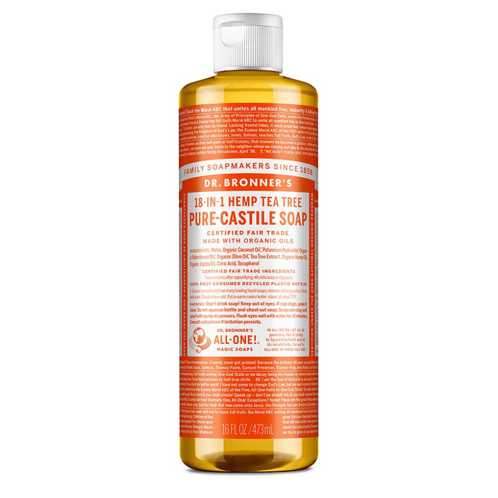 Dr. Bronner's - Pure-Castile Liquid Soap (Tea Tree  16 ounce) - Made w