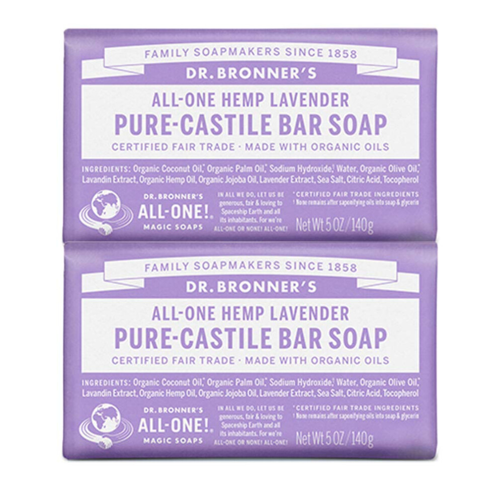 Dr. Bronner's - Pure-Castile Bar Soap (Lavender  5 ounce  2-Pack) - Ma