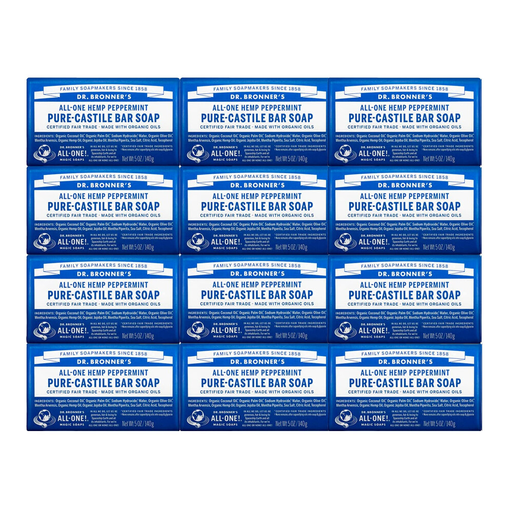 Dr. Bronner's - Pure-Castile Bar Soap (Peppermint  5 Ounce  12-Pack) -