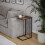 URBN Living (Rustic Brown) C Shaped Side End Table Coffee Snack Living Room Bedside Under Sofa Metal Frame 1