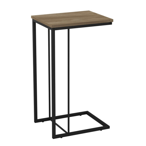 URBN Living (Oak) C Shaped Side End Table Coffee Snack Living Room Bedside Under Sofa Metal Frame 2
