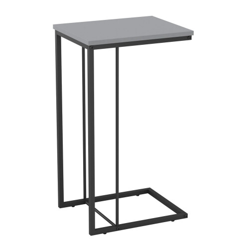 URBN Living (Grey) C Shaped Side End Table Coffee Snack Living Room Bedside Under Sofa Metal Frame 2