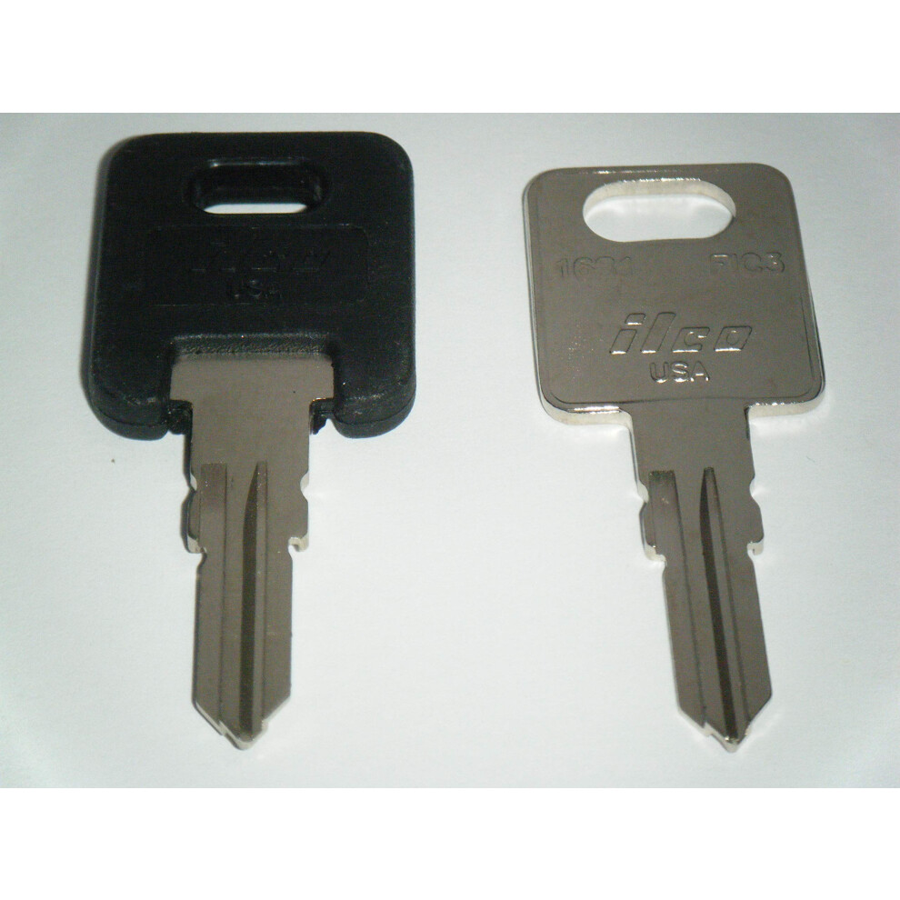 HF327 Chiavi Rv Ilco Rv Motorhome Trailer Keys 1 Top Nero & 1 Metallo Tagliato A HF327 Tasti Di Lavoro Rimorchio Da Viaggio Motore Casa Giocattolo Hauler Chiavi Di Ricambio Fic-image