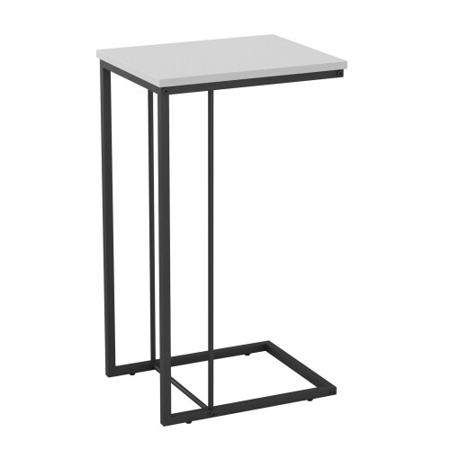 URBN Living (White) C Shaped Side End Table Coffee Snack Living Room Bedside Under Sofa Metal Frame 2