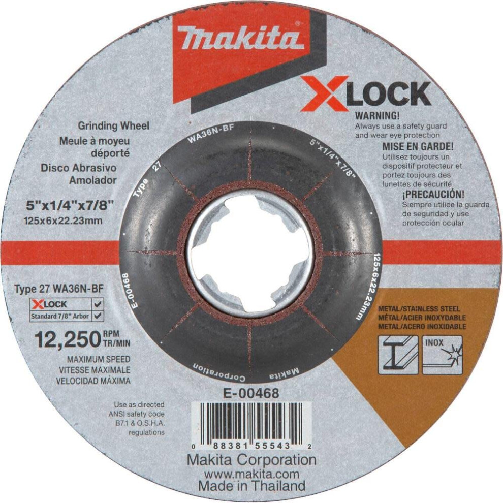 Makita E-00468 X-Lock 5"" x 1/4"" x 7/8"" Type 27 General Purpose 36 G