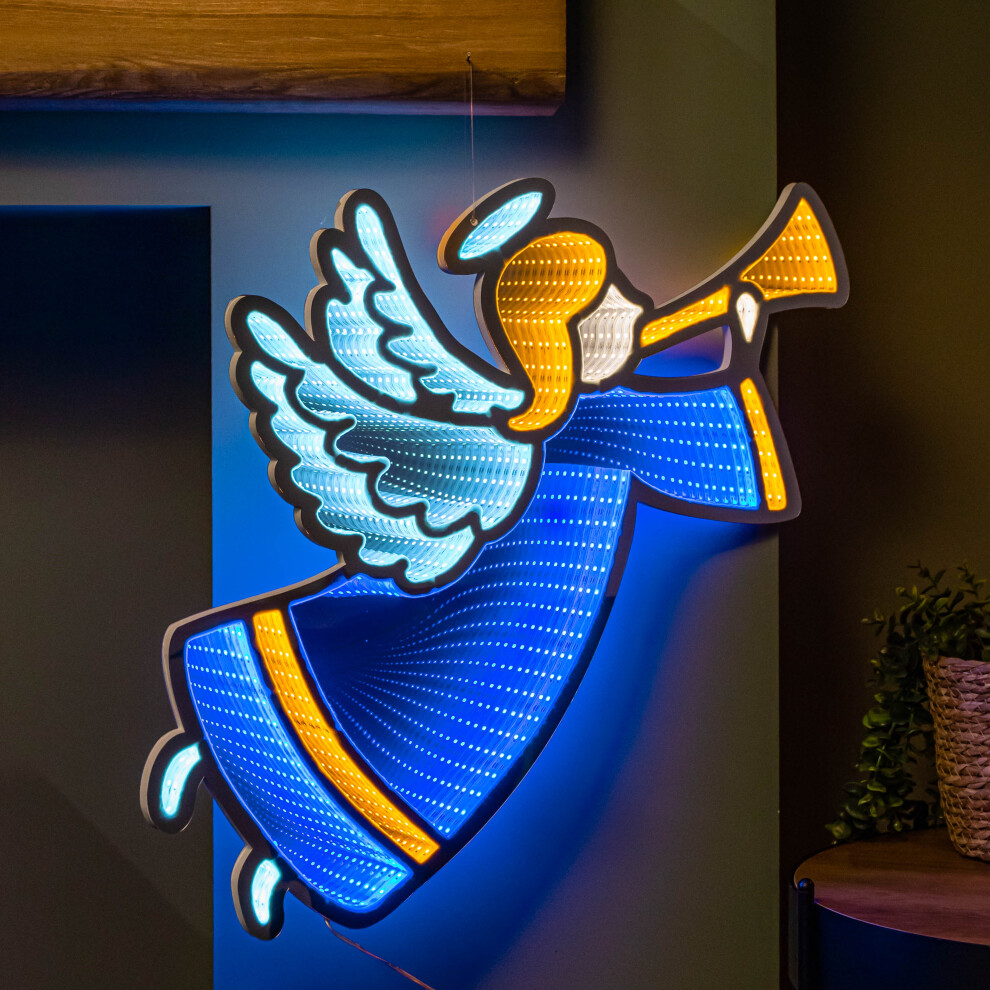 B&Q -  65Cm Infinity Hanging Christmas Angel With Blue And Gold Leds - Image 6