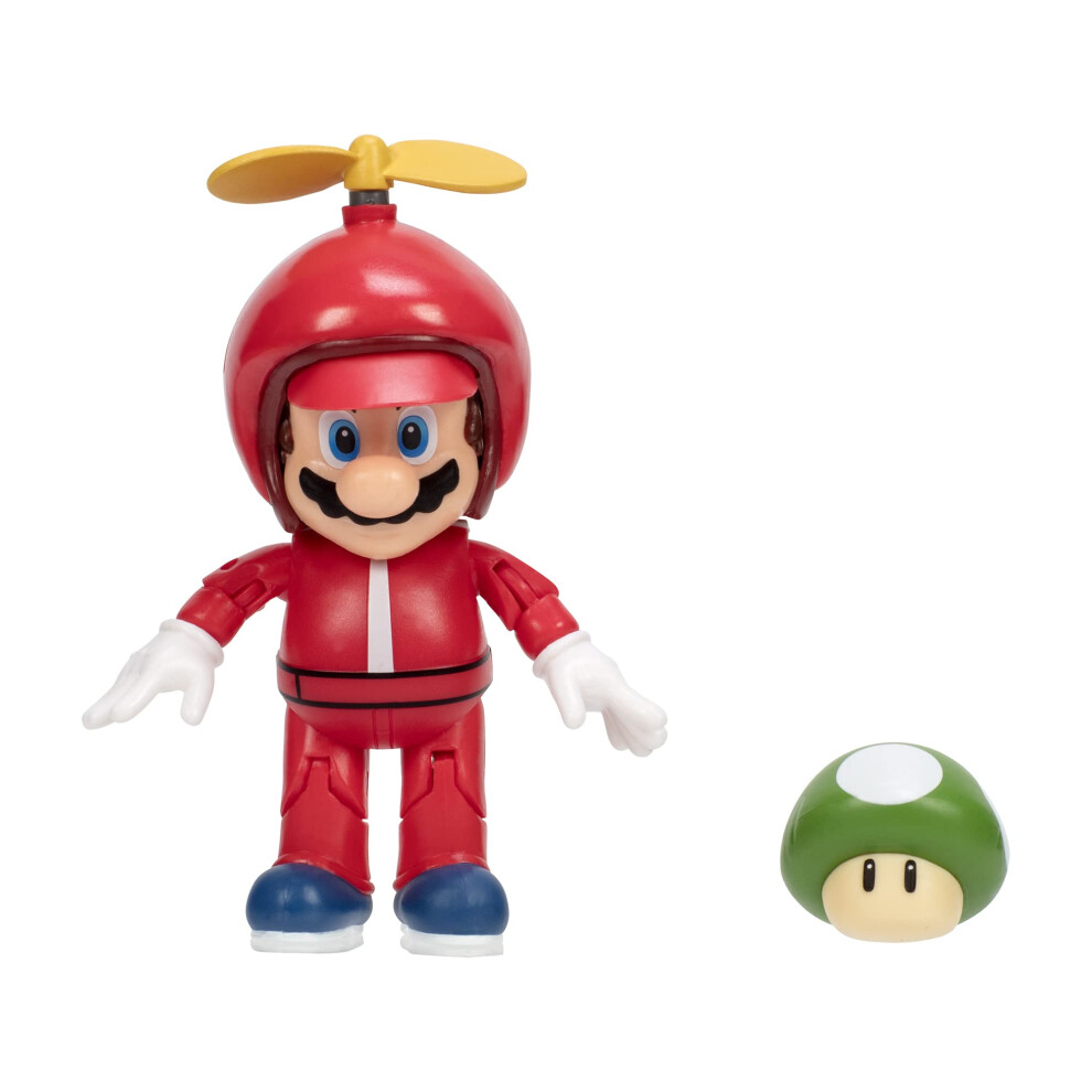 Super Mario 4-Inch Acation Figures Propeller Mario with Green Mushroom