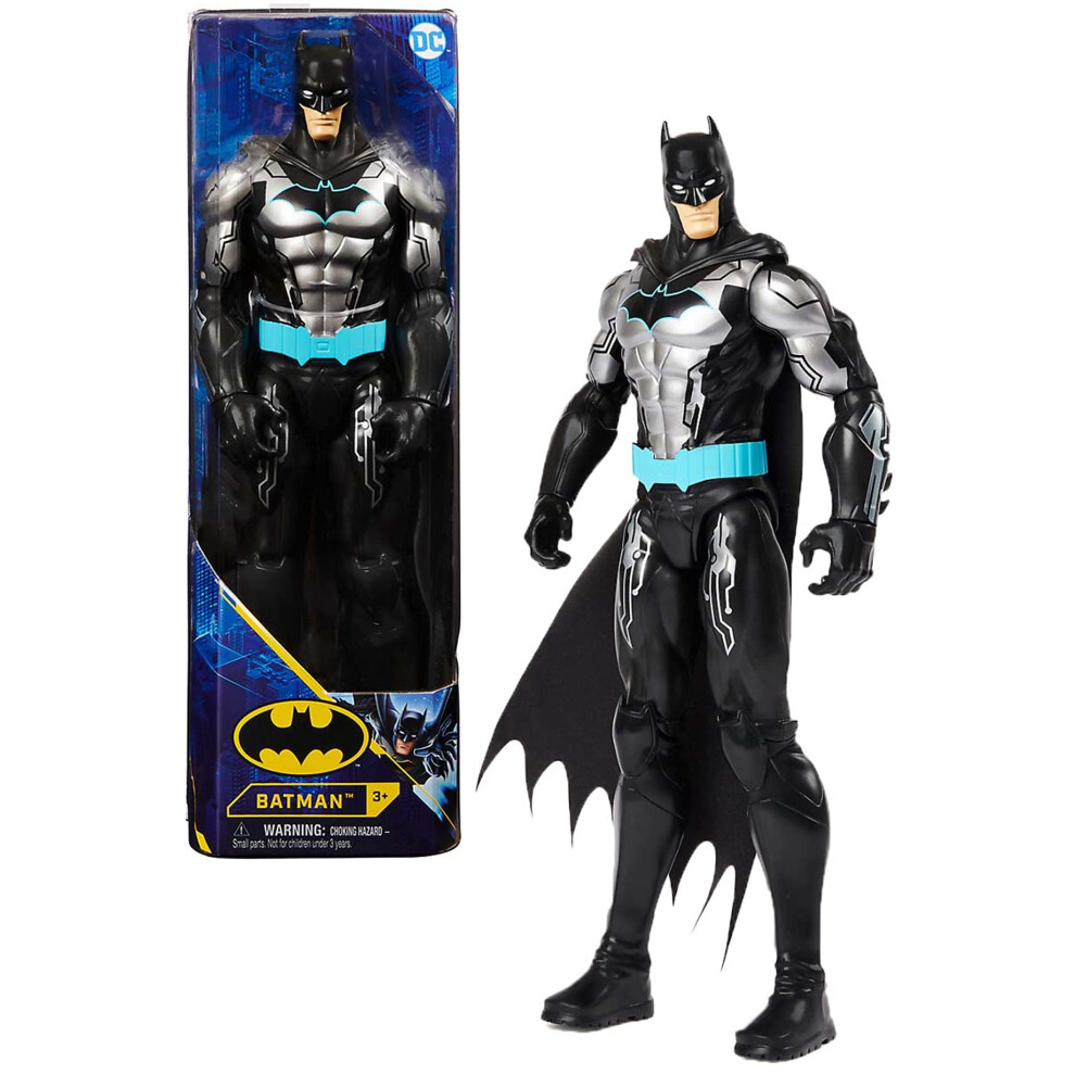 Batman 12-inch Bat-Tech Action Figure (Black/Blue Suit)  Kids Toys for