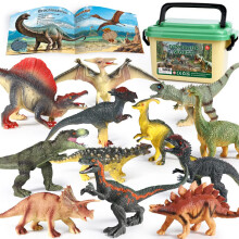 OENUX Dinosaurleksaker för Barn 3-5, 12st Realistiska Jurassic Dinosaurfigurer med Utbildningsbok