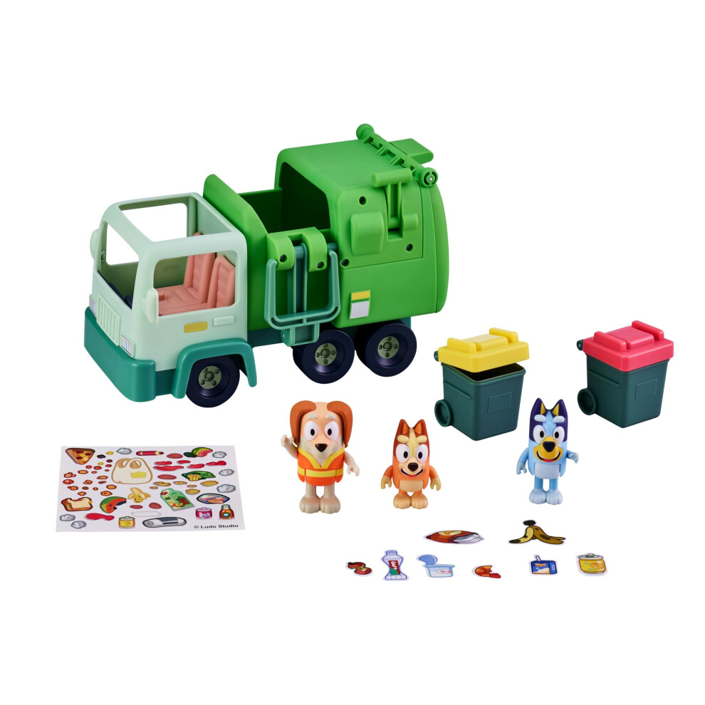 Bluey Garbage Truck - 2.5""  Bingo  and Bin Man poseable Figures with