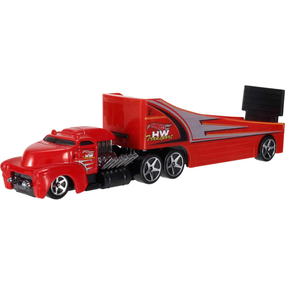 Hot Wheels Super Rigs  Toy Transporter Truck & Toy Car in 1:64 Scale (