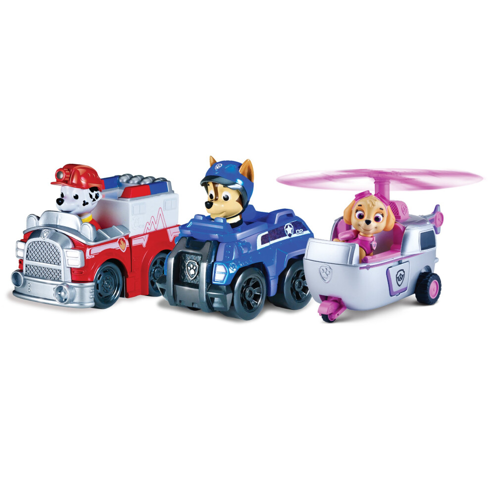 Paw Patrol Racers 3-Pack Vehicle Set  Rescue Marshall  Spy Chase  and