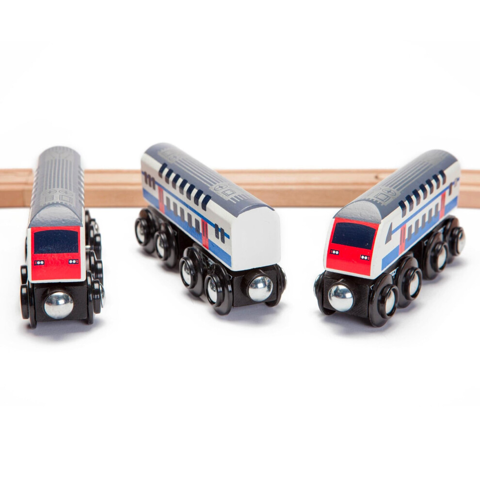 maxim enterprise  inc. Double Decker Wooden Train Set of 2 Engines & 1