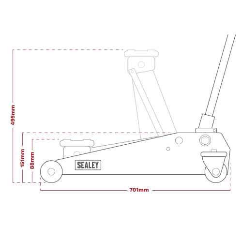 Sealey Sealey Premier Low Profile Trolley Jack 2.5 Tonne 2500LE 1