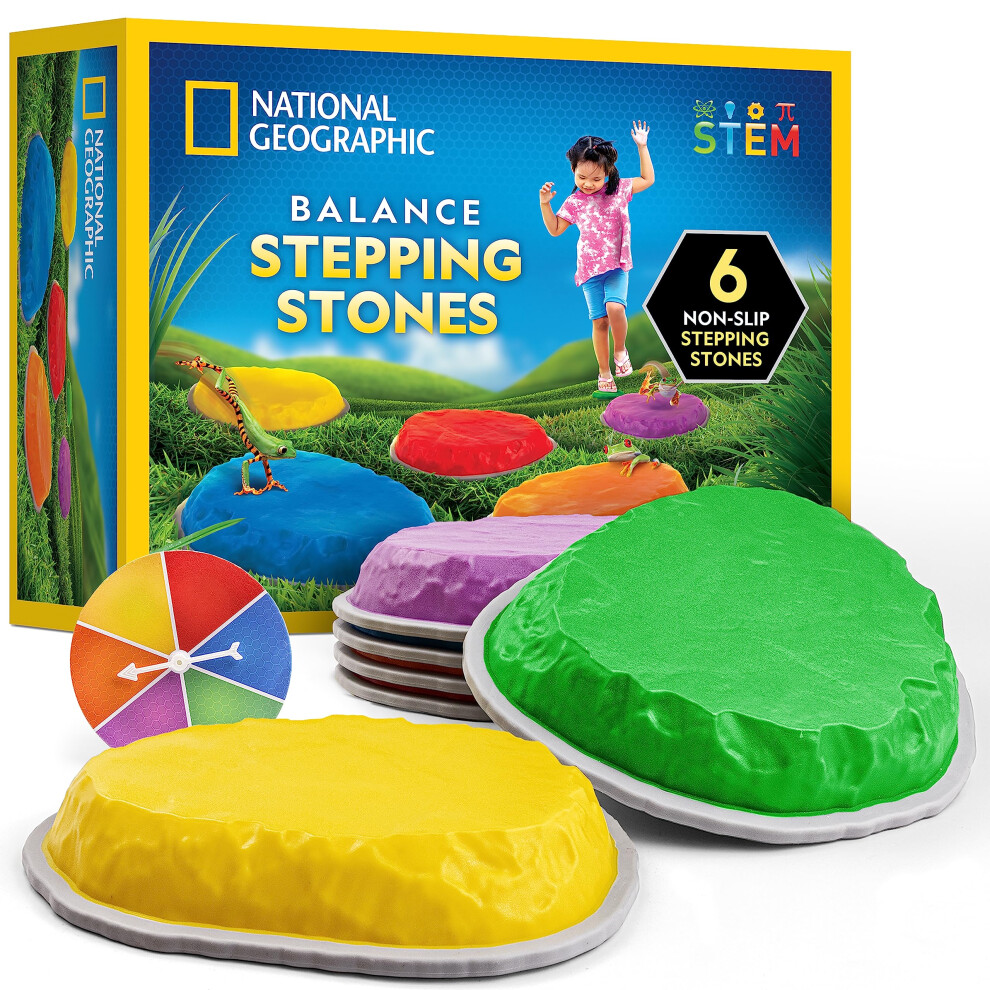 NATIONAL GEOGRAPHIC Stepping Stones for Kids - 6 Durable Non-Slip Ston