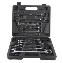 DEMO HILKA RATCHET RING SPANNER SET 12PC REVERSIBLE WRENCH METRIC CASE 11404012