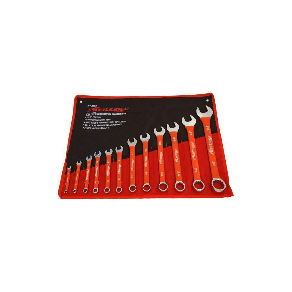 12PC SPANNER SET METRIC SOFT GRIP COMBINATION POLISHED WRENCH CT0562 6MM-32MM