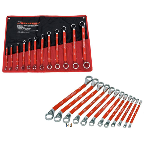 Neilsen 12pc Spanner Set Offset Ring Wrench Double Ended Rubber Sleeve 6mm -32mm CT1351 1
