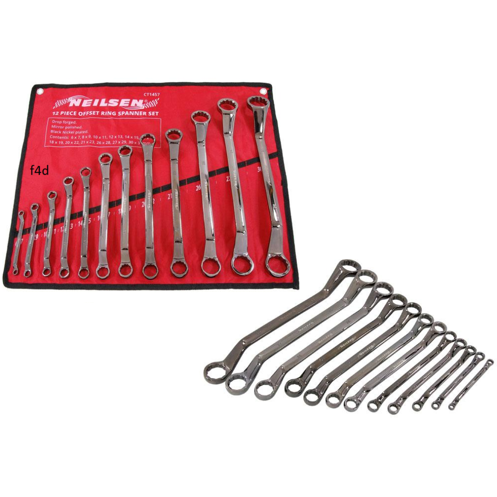 12pc Ring Spanner Set Offset Wrench Double Ended Long 6mm -32mm CT1457