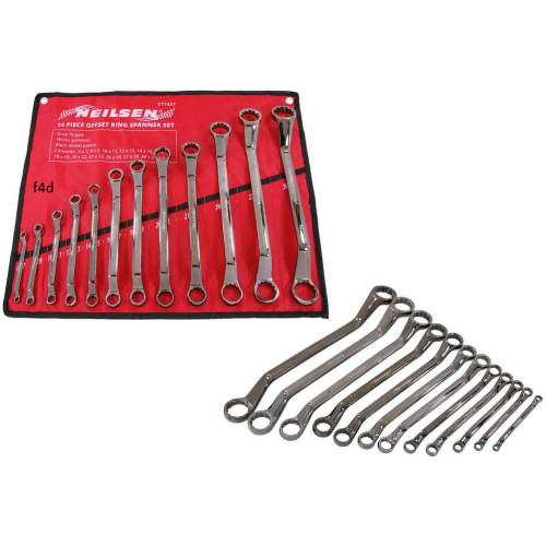Neilsen 12pc Ring Spanner Set Offset Wrench Double Ended Long 6mm -32mm CT1457 2