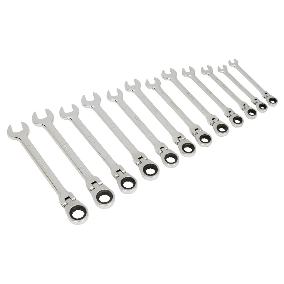 Sealey Siegen Flexi-Head Ratchet Combination Spanner Set 12pc S0635