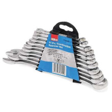 HILKA SPANNER SET 11PC COMBINATION METRIC WRENCH RING & ON RACK 6-19MM 17161102