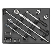 Sealey Premier Ratchet, Torque Wrench, Breaker Bar & Socket Adaptor Set with Tool Tray 13pc TBT32