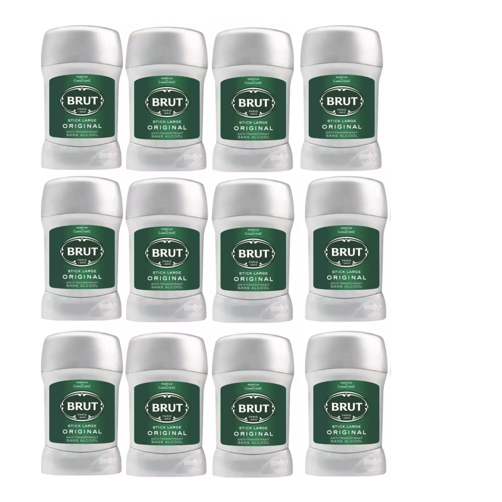 12 x 50ml Brut Men's Large Original Stick Anti-Perspirant Deodorant