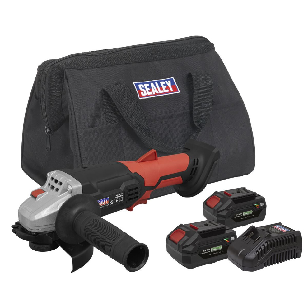 Sealey SV20 Series 115mm Cordless Angle Grinder Kit 20V 4Ah - 2 Batteries CP20VAGBKIT
