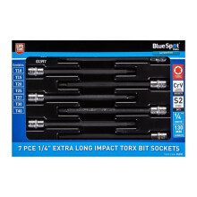Bluespot Impact Torx Extra Long 7pc 1/4" Star Bit Socket Set T10 - T40 01597