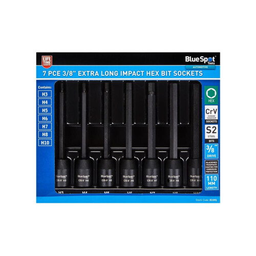 BlueSpot BLUESPOT Impact HEX Extra Long 8pc 3/8" Star Bit Socket Set H3 - H10 01591 1