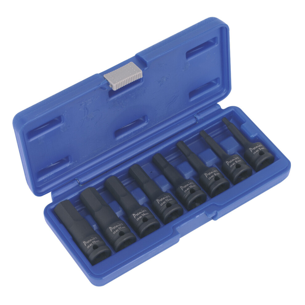 Sealey Premier Hex Impact Socket Bit Set 1/2"Sq Drive 8pc AK5601