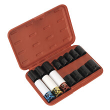 Sealey Premier Impact Socket & Wheel Nut Removal Set 1/2"Sq Drive 15pc AK5615M