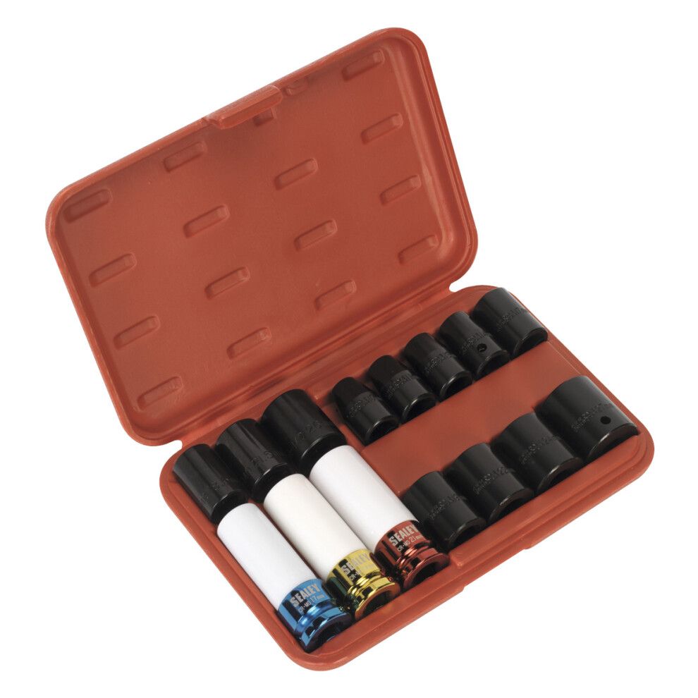 Sealey Premier Impact Socket & Wheel Nut Removal Set 1/2"Sq Drive 15Pc Ak5615m