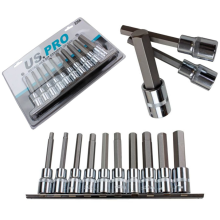 US PRO Long Hex Bit 10PC Socket Set Allen Key 1/2" 100mm Metric 6 -17mm 2266