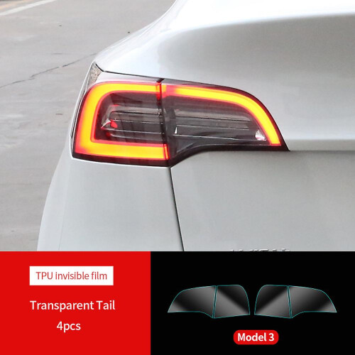 (3 Transparent Tail) For Tesla Model 3 Y S X Tpu Blackened Headlight Taillight Foglight Protective Film Headlight Tail Lamp Color Changing Films