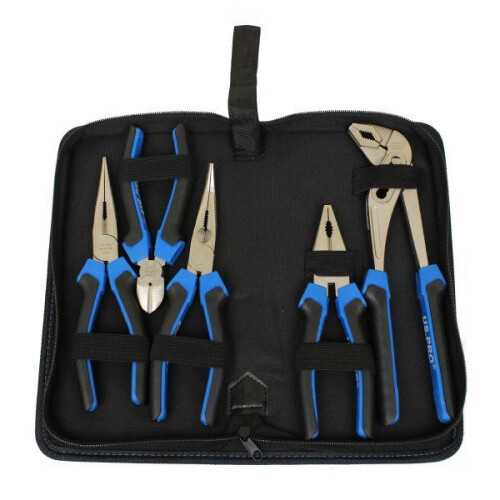 us pro US PRO Plier Set 5pc Combination Long Bent Nose Side Cutters Waterpump 1821 2