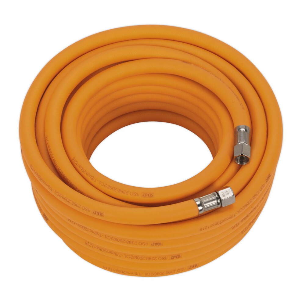 Sealey High-Visibility Hybrid Air Hose with 1/4"BSP Unions 15m x 8mm AHHC15