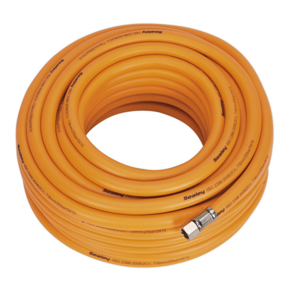 Sealey High-Visibility Hybrid Air Hose with 1/4"BSP Unions 20m x 8mm AHHC20