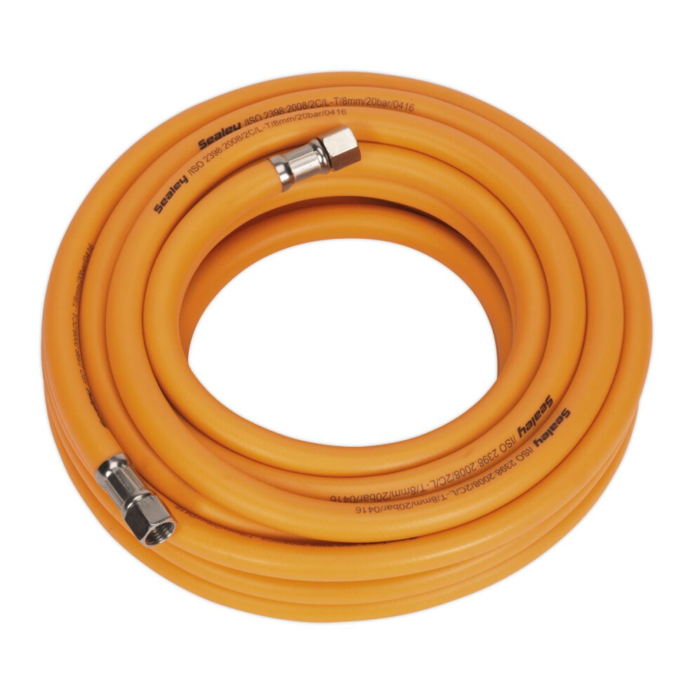 Sealey High-Visibility Hybrid Air Hose with 1/4"BSP Unions 10m x 8mm AHHC10