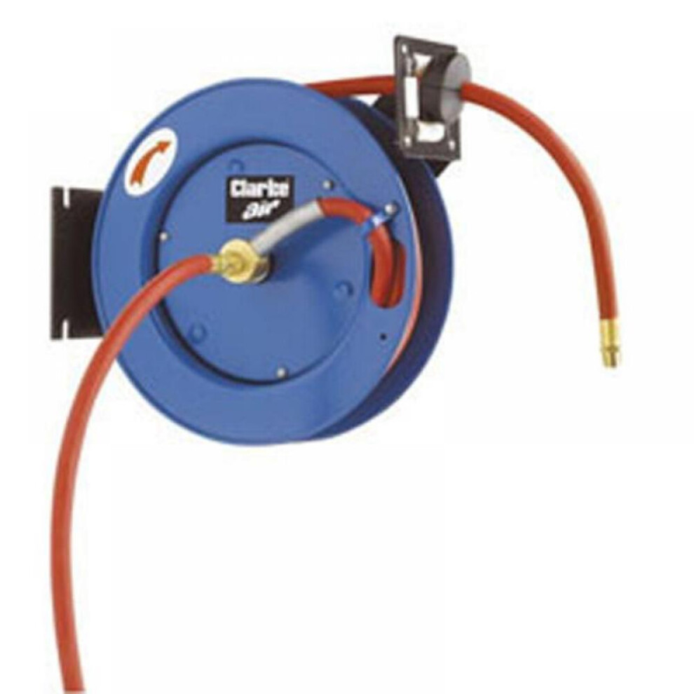 Clarke Air Hose Reel Line 32Ft 3/8" 10M Retractable Rewind Wall Mountable Car8mc 5016086223610