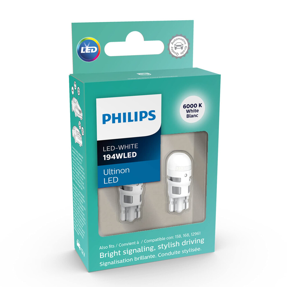 Philips 194WLED Ultinon LED Bulb (White)  2 Count (Pack of 1)