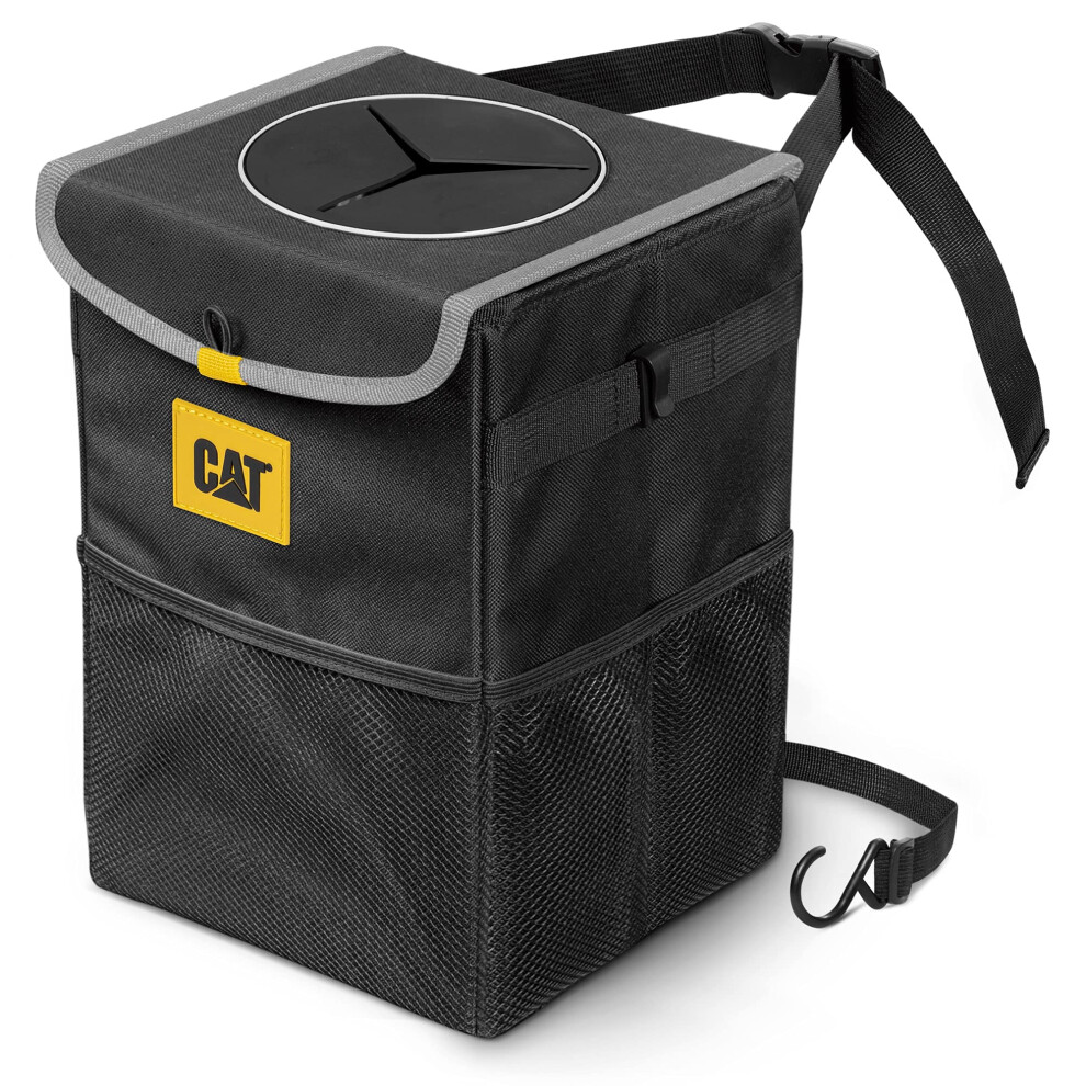 CAT Premium Car Trash Can with Lid Storage Pockets Waterproof Garbage