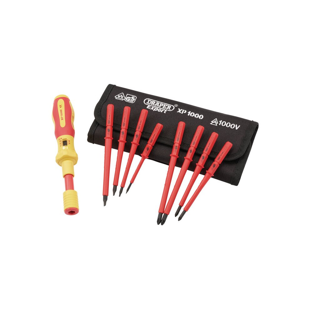 Draper Torque Screwdriver Set 9pc XP1000 VDE Interchangeable In Pouch 65372