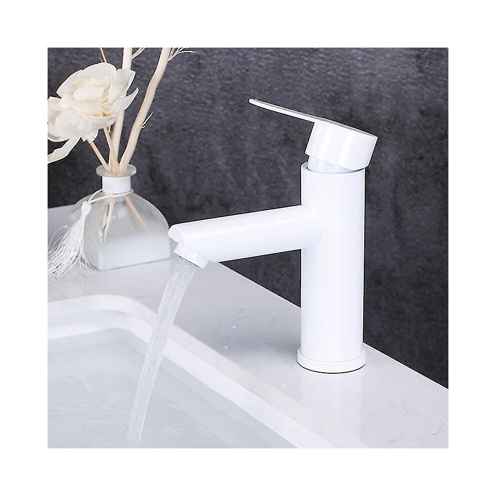 Wash Basin Water Single Handle White Bathroom Faucet Mixer Taps Basin Sink Faucet