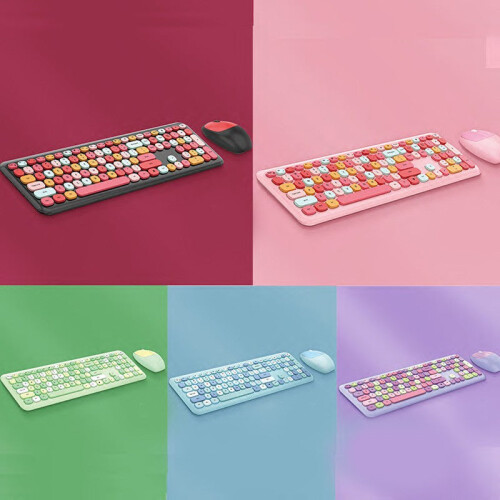 Bluetooth Keyboard Mouse Combo Set Wireless Retro Design For Computers Keyboards & Keypads 1