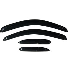 IKON MOTORSPORTS Tape p? udvendigt vinduesvisir Kompatibel med 2008-2013 Silverado Sierra Extended Cab Slim Style Akryl Smoke tonet og semi-trans