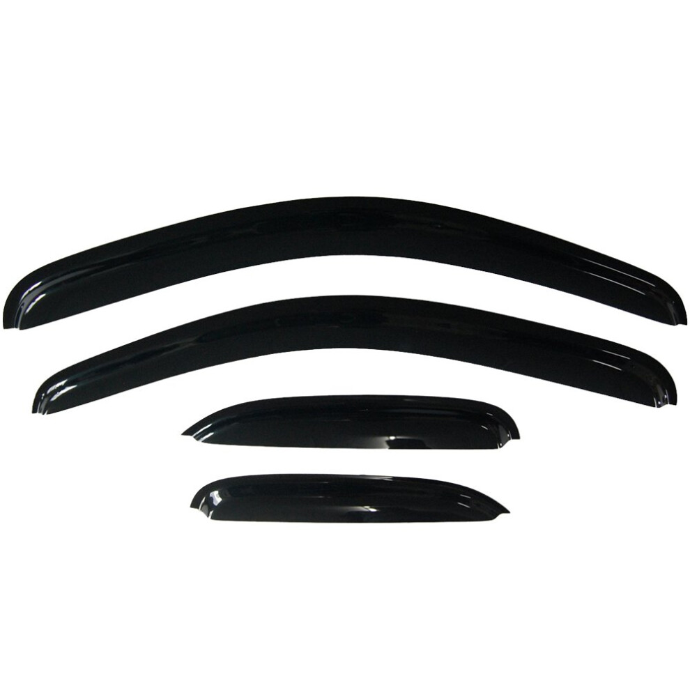 Ikon Motorsports Tape On External Window Visor Compatible With 2008-2013 Silverado Sierra Extended Cab Slim Style Acrylic Smoke Tinted & Semi-Trans 842961135212